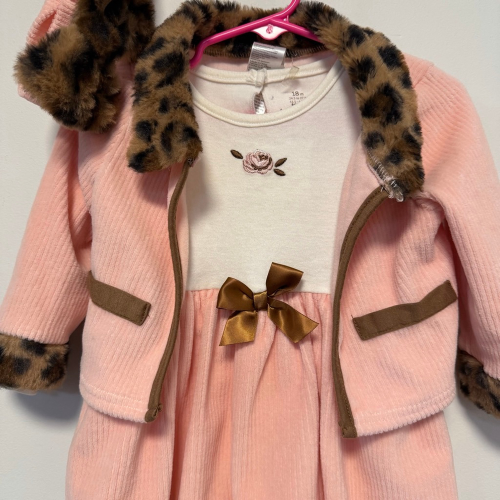Baby Starters Girls Pink Corduroy Matching Set 18 Months leopard Headband - Picture 2 of 16